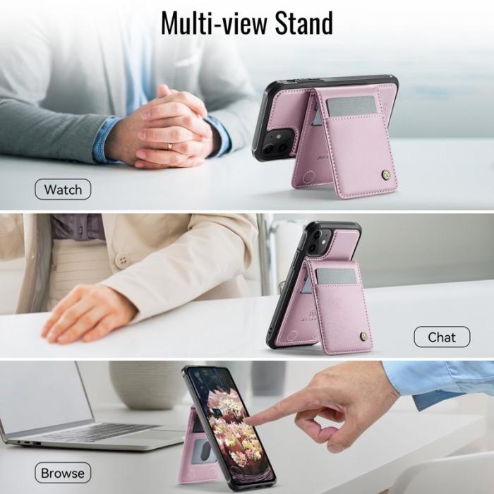 JEEHOOD - JEEHOOD J06 iPhone 11 Läderfodral MagSafe med kortfack - Rosa