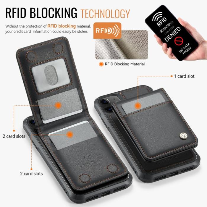 JEEHOOD - JEEHOOD J06 iPhone 11 Läderfodral MagSafe RFID Skydd - Svart