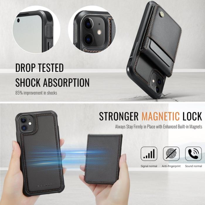 JEEHOOD - JEEHOOD J06 iPhone 11 Läderfodral MagSafe RFID Skydd - Svart