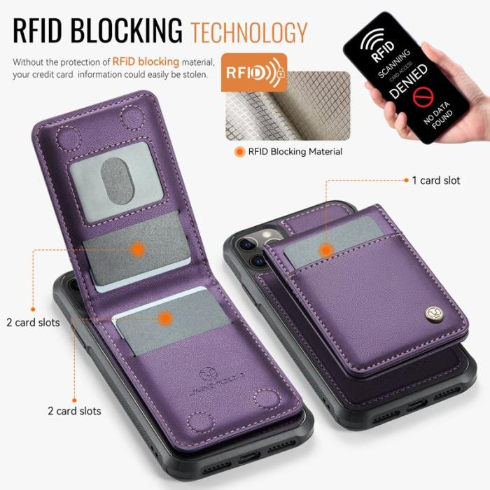 JEEHOOD - JEEHOOD J06 iPhone 11 Pro Läderfodral MagSafe RFID - Lila