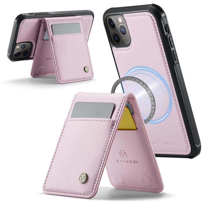 JEEHOOD - JEEHOOD J06 iPhone 11 Pro Läderfodral MagSafe RFID Skydd Rosa