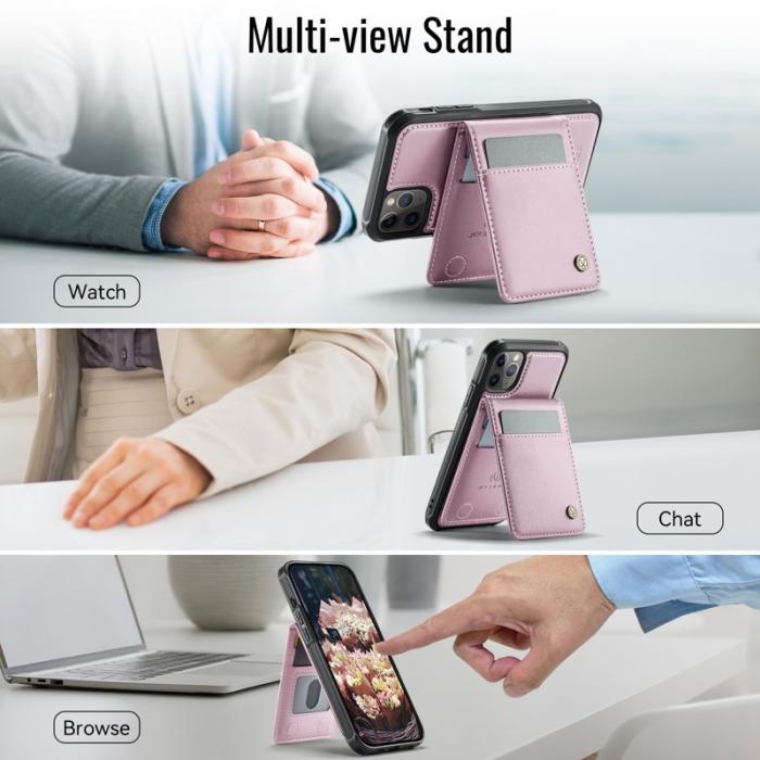 JEEHOOD - JEEHOOD J06 iPhone 11 Pro Läderfodral MagSafe RFID Skydd Rosa