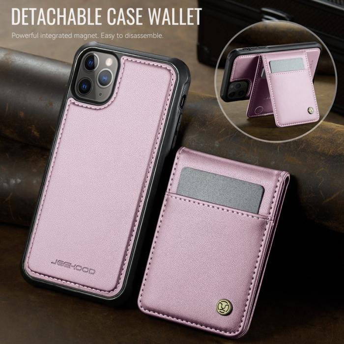 JEEHOOD - JEEHOOD J06 iPhone 11 Pro Läderfodral MagSafe RFID Skydd Rosa