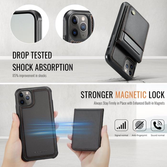 JEEHOOD - JEEHOOD J06 iPhone 11 Pro Läderfodral MagSafe Svart