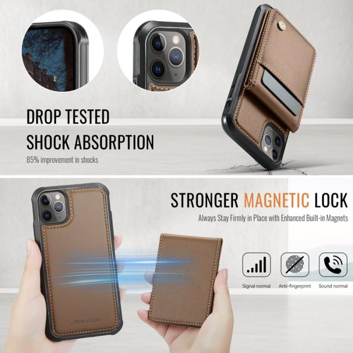 JEEHOOD - JEEHOOD J06 iPhone 11 Pro Max Läderfodral MagSafe Brun