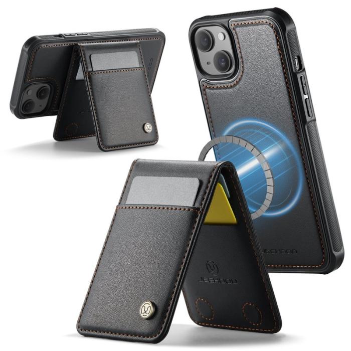 JEEHOOD - JEEHOOD J06 iPhone 13 Fodral Läder MagSafe RFID Blockering Svart