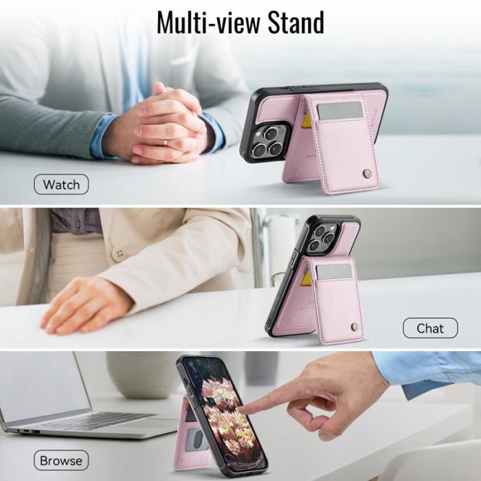 JEEHOOD - JEEHOOD J06 iPhone 13 Pro Max Skal Läder MagSafe Rosa