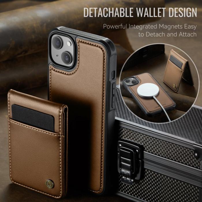 JEEHOOD - JEEHOOD J06 iPhone 14 Plus Läderfodral MagSafe - Brun