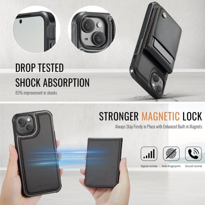 JEEHOOD - JEEHOOD J06 iPhone 14 Plus Läderfodral MagSafe Svart