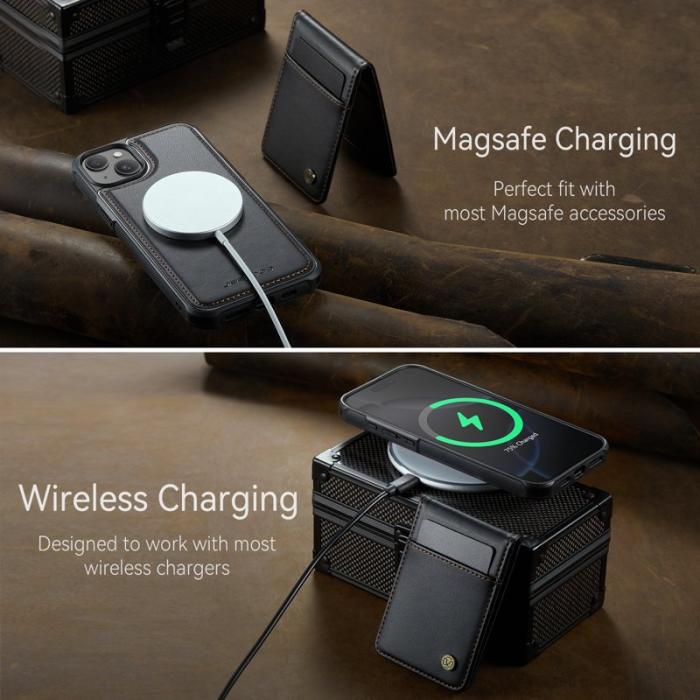 JEEHOOD - JEEHOOD J06 iPhone 14 Plus Läderfodral MagSafe Svart