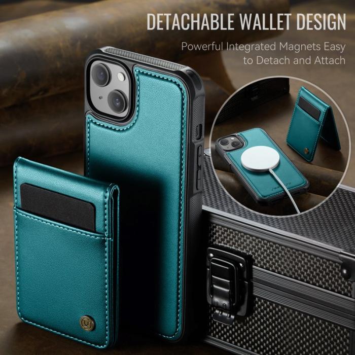 JEEHOOD - JEEHOOD J06 iPhone 14 Plus Skal Läder MagSafe RFID Blå