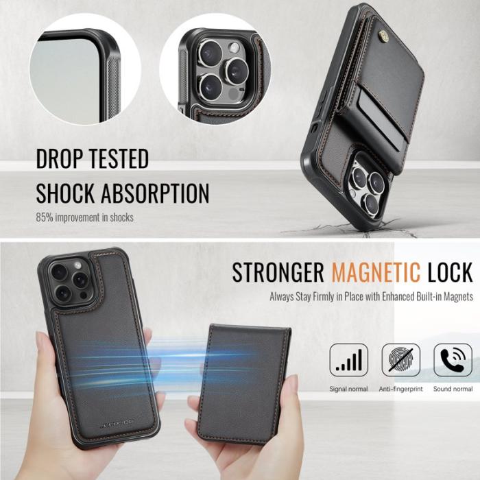 JEEHOOD - JEEHOOD J06 iPhone 14 Pro Läderfodral MagSafe Svart