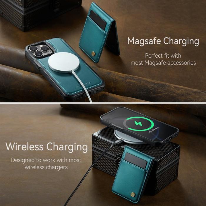 JEEHOOD - JEEHOOD J06 iPhone 14 Pro Max Skal Läder MagSafe Blå