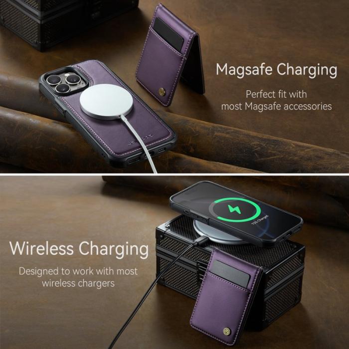 JEEHOOD - JEEHOOD J06 iPhone 14 Pro Max Skal Läder MagSafe Lila