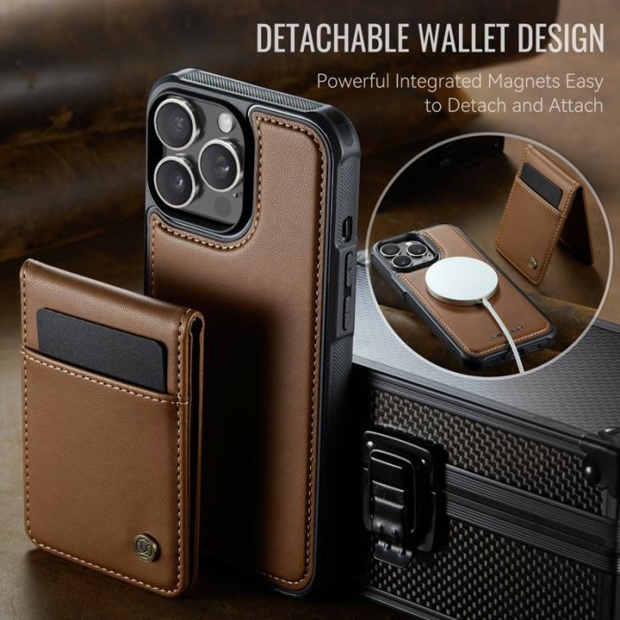 JEEHOOD - JEEHOOD J06 iPhone 14 Pro Skal MagSafe RFID Skydd Brown