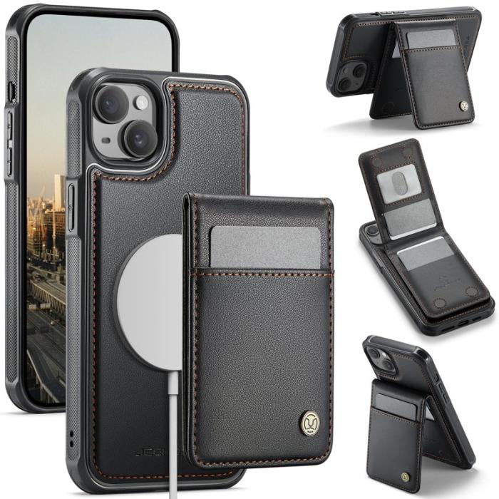 JEEHOOD - JEEHOOD J06 iPhone 15 Plus Läderfodral MagSafe Svart