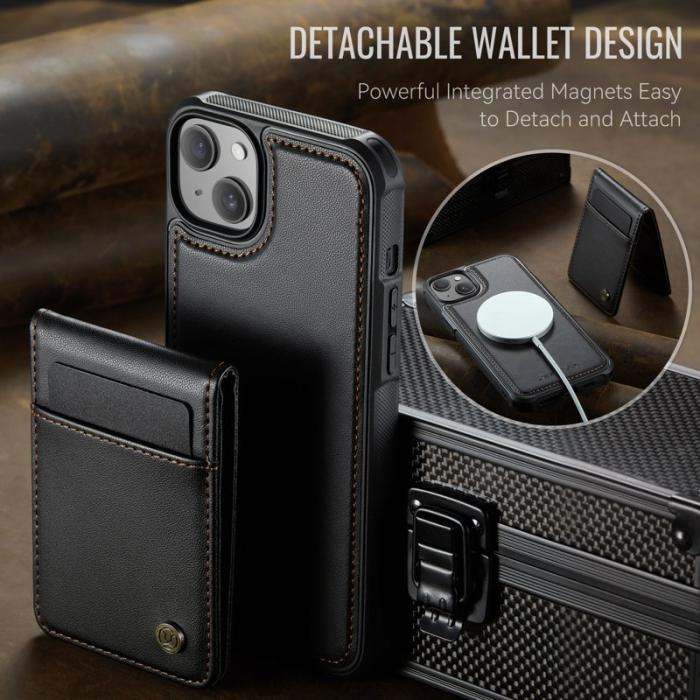 JEEHOOD - JEEHOOD J06 iPhone 15 Plus Läderfodral MagSafe Svart