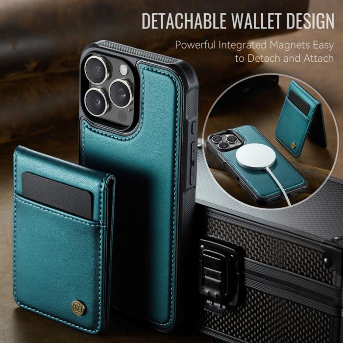 JEEHOOD - JEEHOOD J06 iPhone 15 Pro Läderfodral MagSafe Blå