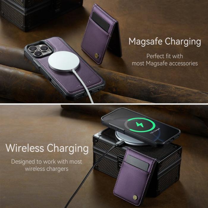 JEEHOOD - JEEHOOD J06 iPhone 15 Pro Max Skal Läder MagSafe Lila