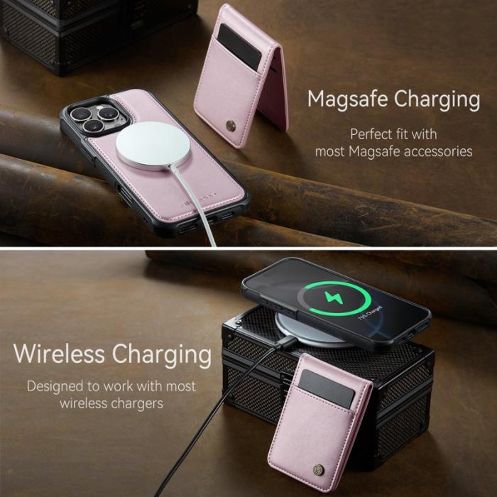 JEEHOOD - JEEHOOD J06 iPhone 15 Pro Skal MagSafe med Kortfack - Rosa