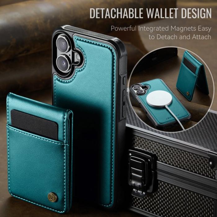 JEEHOOD - JEEHOOD J06 iPhone 16 Läderfodral MagSafe med kortfack Blå