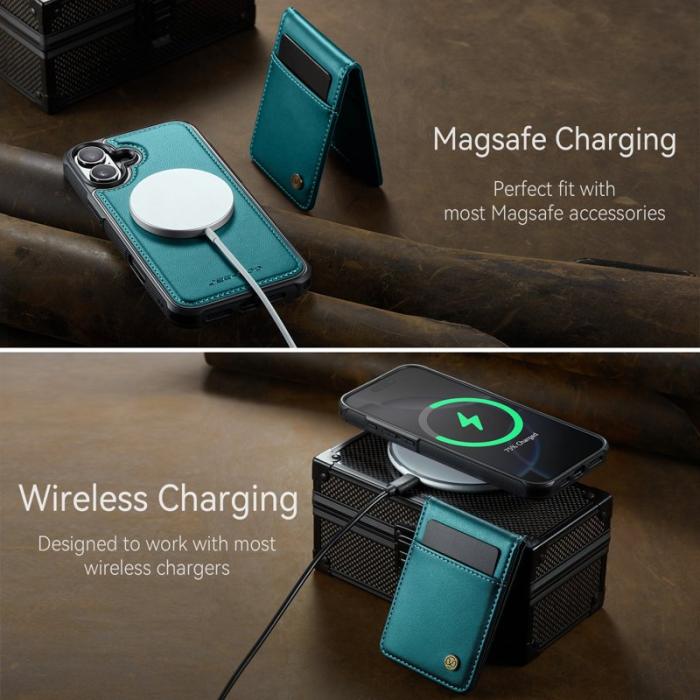 JEEHOOD - JEEHOOD J06 iPhone 16 Plus Läderfodral MagSafe Blå