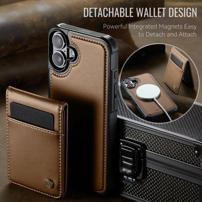 JEEHOOD - JEEHOOD J06 iPhone 16 Plus Läderfodral MagSafe Brun