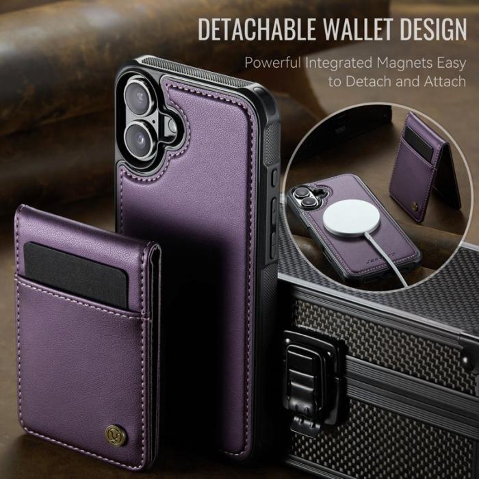 JEEHOOD - JEEHOOD J06 iPhone 16 Plus Läderfodral MagSafe RFID - Lila