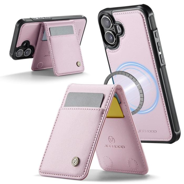 JEEHOOD - JEEHOOD J06 iPhone 16 Plus Läderfodral MagSafe RFID - Rosa