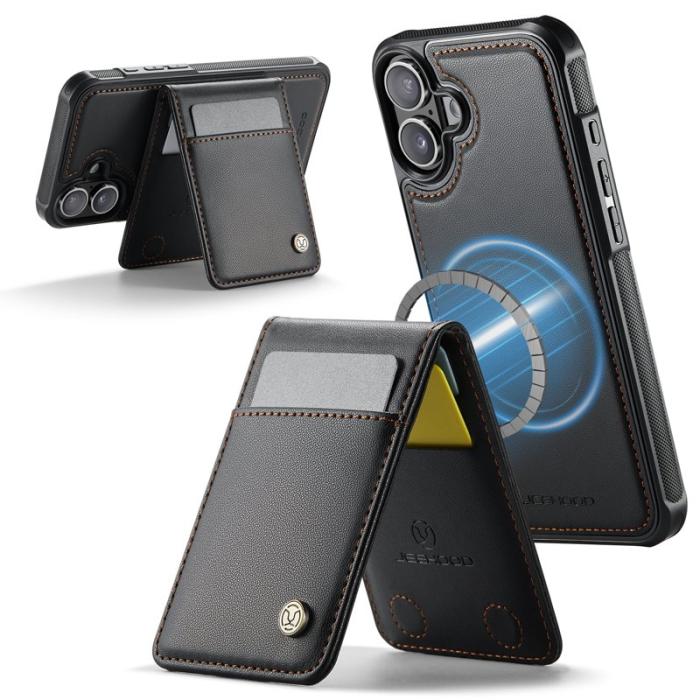 JEEHOOD - JEEHOOD J06 iPhone 16 Plus Läderfodral MagSafe Svart