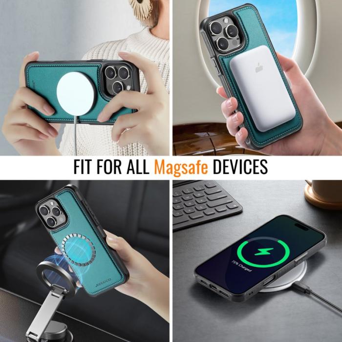 JEEHOOD - JEEHOOD J06 iPhone 16 Pro Max Läderfodral MagSafe Blå
