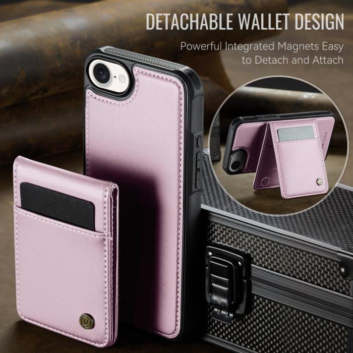 JEEHOOD - JEEHOOD J06 iPhone 16e Läderfodral MagSafe med kortfack - Rosa