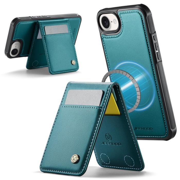JEEHOOD - JEEHOOD J06 iPhone 16e Läderfodral MagSafe med kortficka Blå