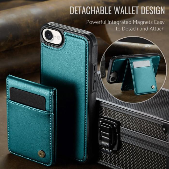 JEEHOOD - JEEHOOD J06 iPhone 16e Läderfodral MagSafe med kortficka Blå