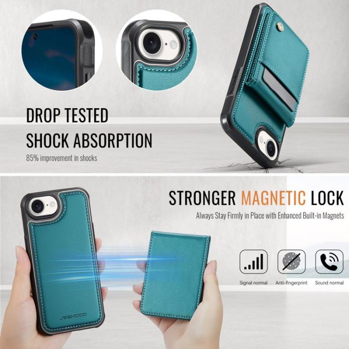JEEHOOD - JEEHOOD J06 iPhone 16e Läderfodral MagSafe med kortficka Blå