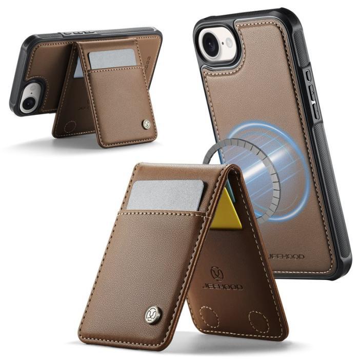 JEEHOOD - JEEHOOD J06 iPhone 16e Läderfodral MagSafe med kortficka - Brun