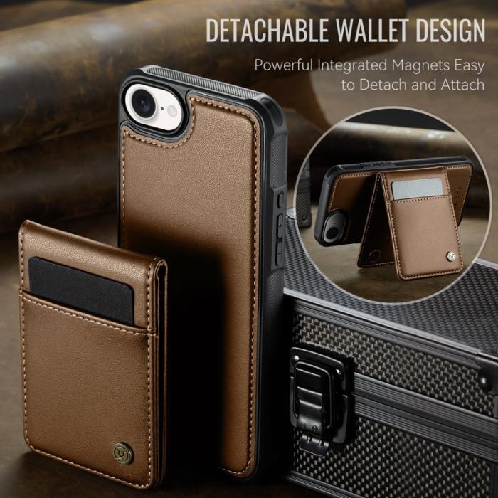 JEEHOOD - JEEHOOD J06 iPhone 16e Läderfodral MagSafe med kortficka - Brun