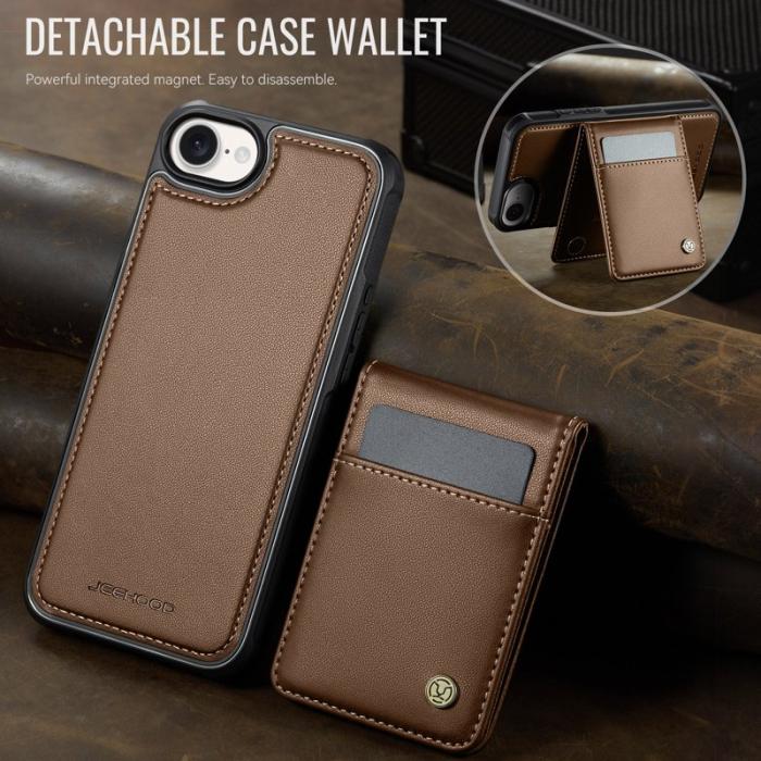 JEEHOOD - JEEHOOD J06 iPhone 16e Läderfodral MagSafe med kortficka - Brun