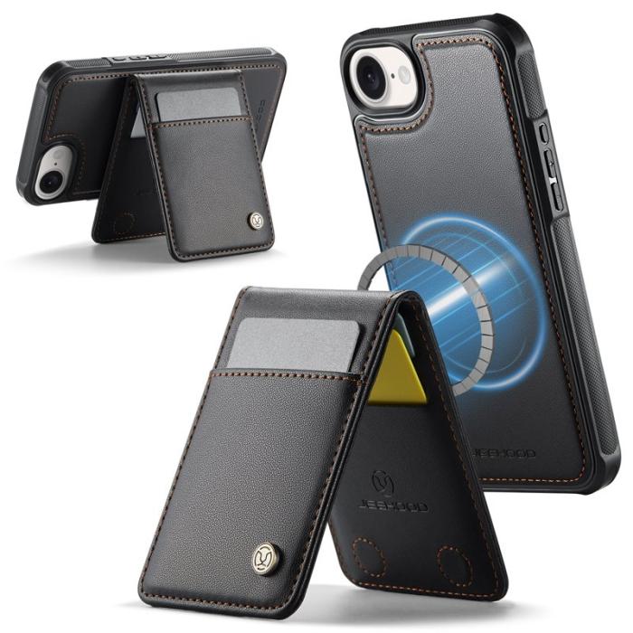 JEEHOOD - JEEHOOD J06 iPhone 16e Läderfodral MagSafe med kortficka - Svart