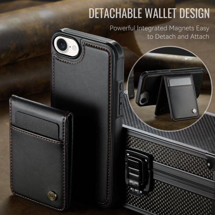 JEEHOOD - JEEHOOD J06 iPhone 16e Läderfodral MagSafe med kortficka - Svart