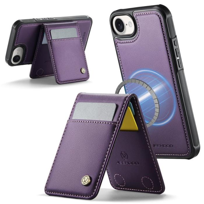 JEEHOOD - JEEHOOD J06 iPhone 16e Läderfodral MagSafe RFID Skydd Lila