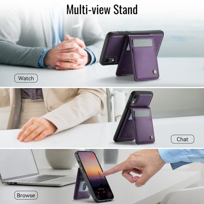 JEEHOOD - JEEHOOD J06 iPhone XR Fodral Läder MagSafe RFID Lila