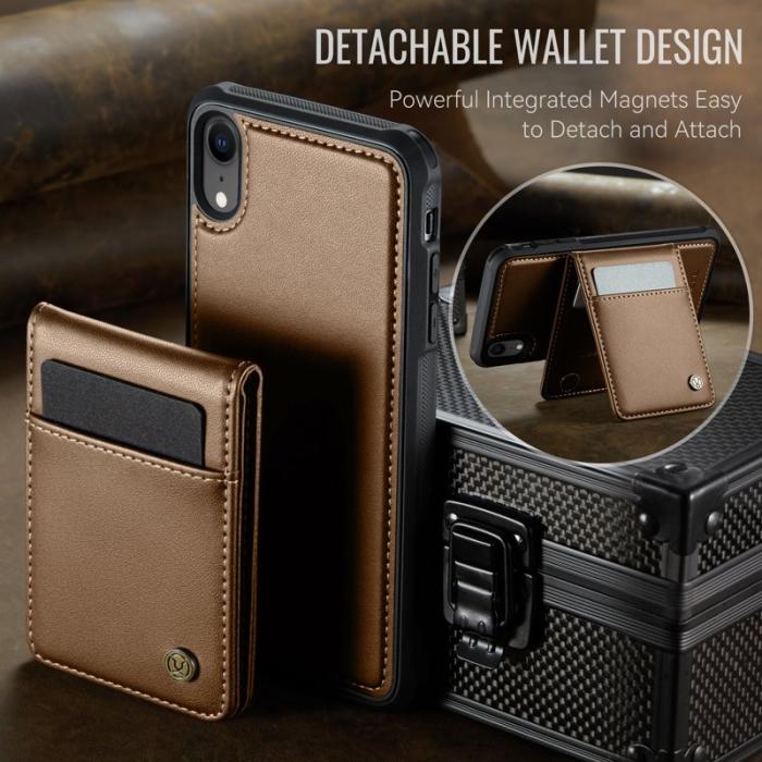 JEEHOOD - JEEHOOD J06 iPhone XR Fodral MagSafe Läderbrun med kortficka