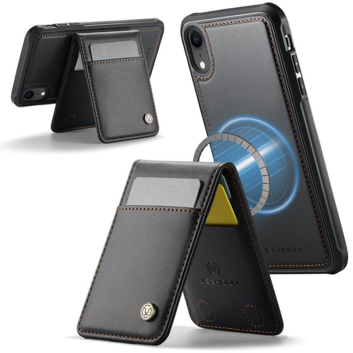 JEEHOOD - JEEHOOD J06 iPhone XR Skal Läder MagSafe RFID Blockering Svart