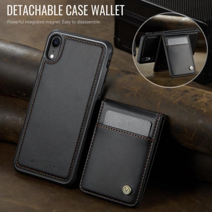 JEEHOOD - JEEHOOD J06 iPhone XR Skal Läder MagSafe RFID Blockering Svart