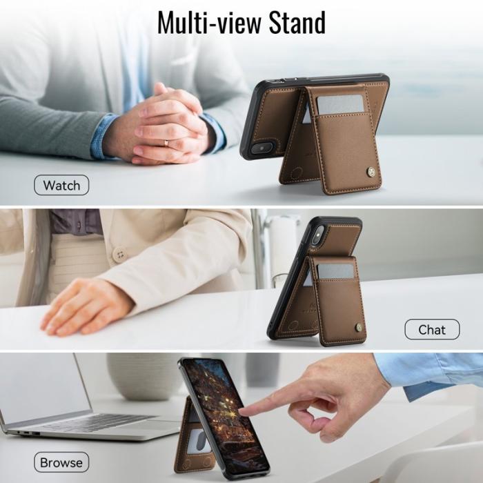 JEEHOOD - JEEHOOD J06 iPhone XS Max Skal Läder MagSafe RFID Skydd Brun