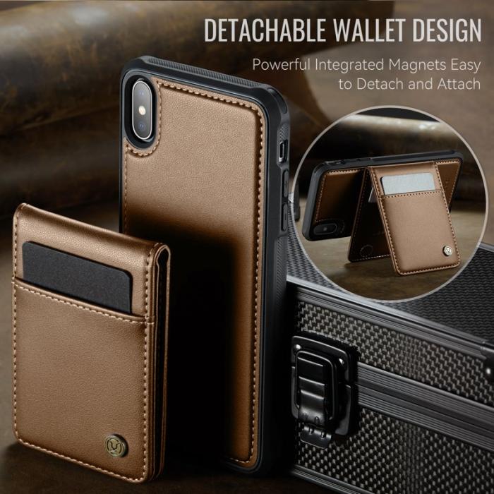 JEEHOOD - JEEHOOD J06 iPhone XS Max Skal Läder MagSafe RFID Skydd Brun