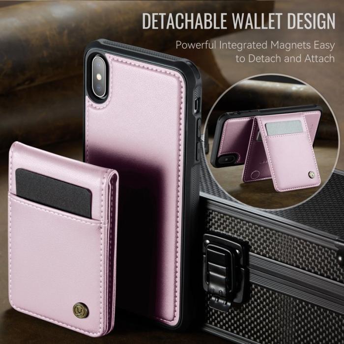 JEEHOOD - JEEHOOD J06 iPhone XS Max Skal Läder MagSafe RFID Skydd Rosa