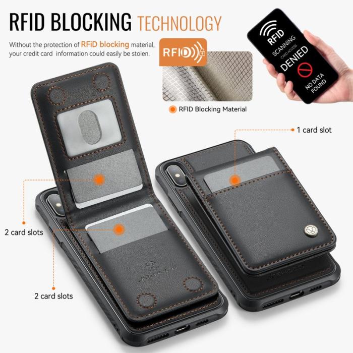 JEEHOOD - JEEHOOD J06 iPhone XS Max Skal Läder MagSafe RFID Svart