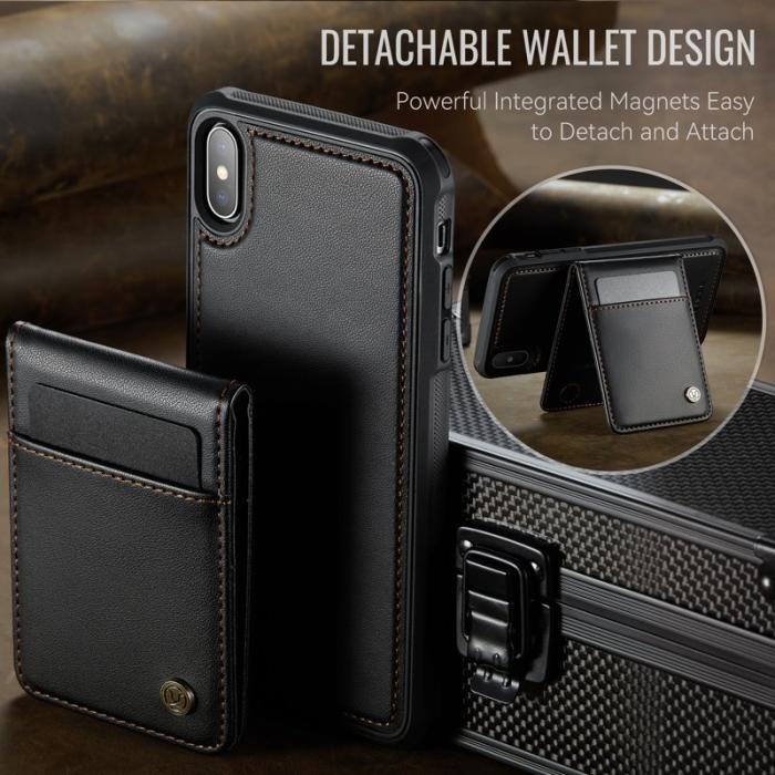 JEEHOOD - JEEHOOD J06 iPhone XS Max Skal Läder MagSafe RFID Svart